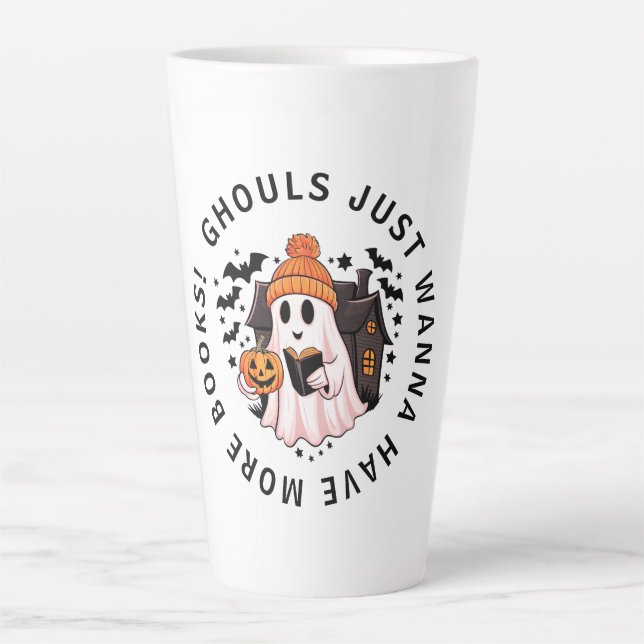 Niedliche Halloween-Buchliebhaber Milchtasse (Vorderseite)