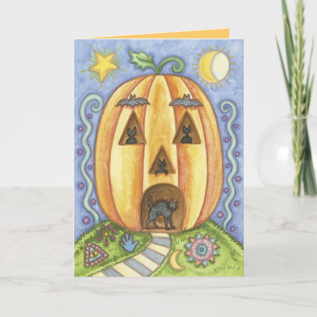 Niedliche Halloween Cat Cards Karte (Vorderseite)