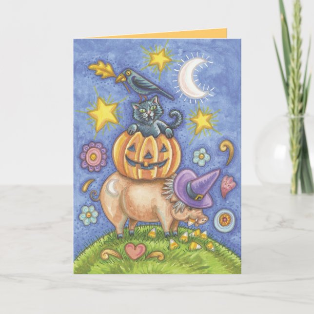 Niedliche Halloween Cat Cards Karte (Vorderseite)