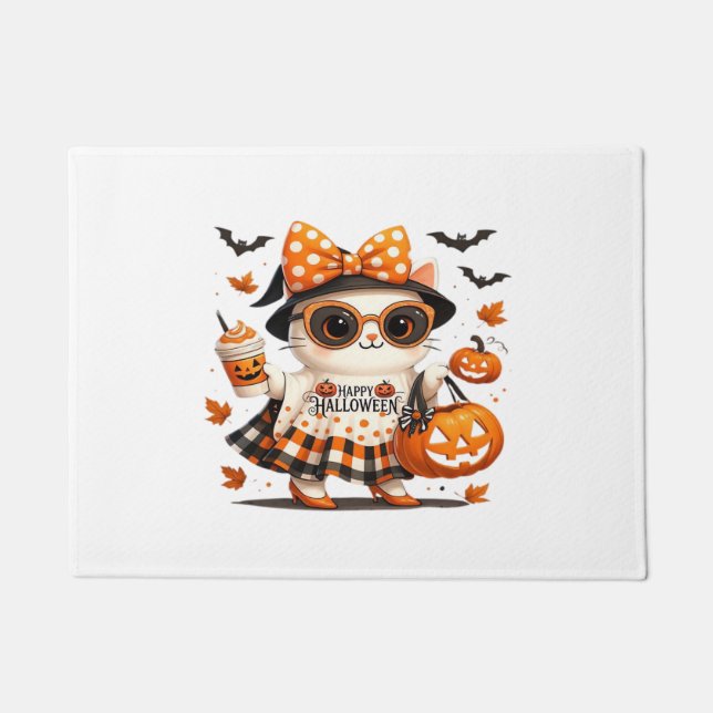 Niedliche Halloween Cat - Kawaii Hexenkätzchen mit Fußmatte (Vorderseite)