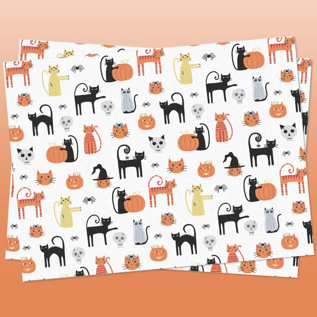 Niedliche Halloween Cat Spooky Seidenpapier (Halloween cat tissue paper)