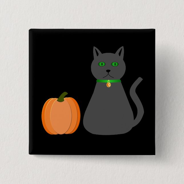 Niedliche Halloween Cat und Pumpkin Button (Vorderseite)