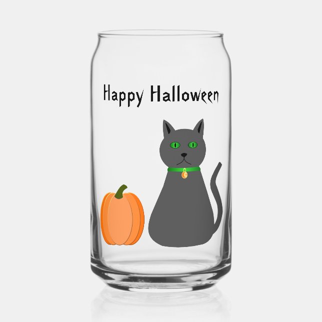 Niedliche Halloween Cat und Pumpkin Custom Dosenglas (Vorderseite)