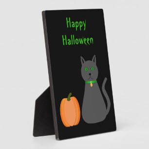 Niedliche Halloween Cat und Pumpkin Custom Fotoplatte