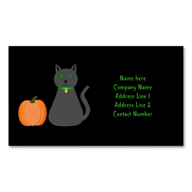 Niedliche Halloween Cat und Pumpkin Custom Magnetische Visitenkarte (Vorderseite)