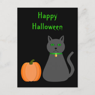 Niedliche Halloween Cat und Pumpkin Custom Postkarte