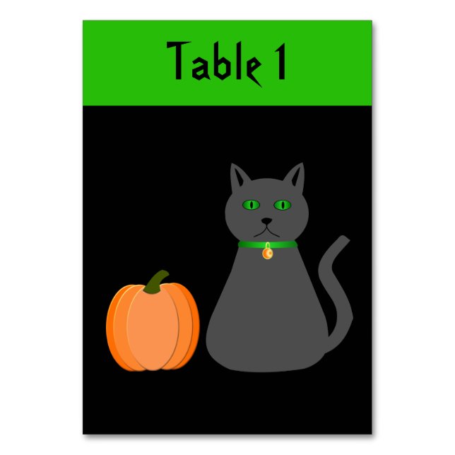 Niedliche Halloween Cat und Pumpkin Custom Tischnummer (Vorderseite)