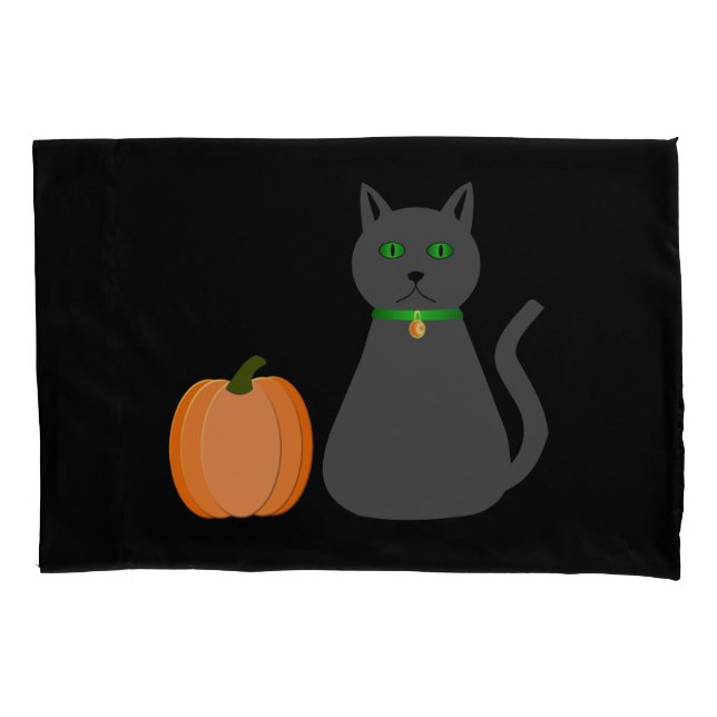 Niedliche Halloween Cat und Pumpkin Doppelseitendr Kissenbezug (Vorderseite)