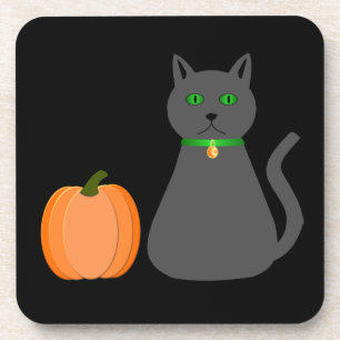 Niedliche Halloween Cat und Pumpkin Getränkeuntersetzer