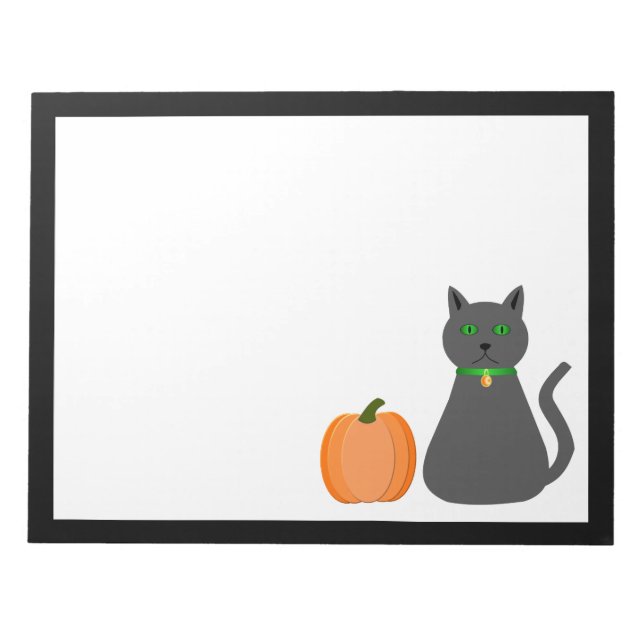 Niedliche Halloween Cat und Pumpkin Notizblock (Vorderseite)