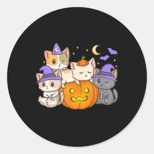 Niedliche Halloween Cats Anime Cat Kawaii Pumpkin  Runder Aufkleber