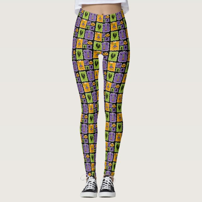 Niedliche Halloween-Charaktere kleine Zombies Leggings (Vorderseite)