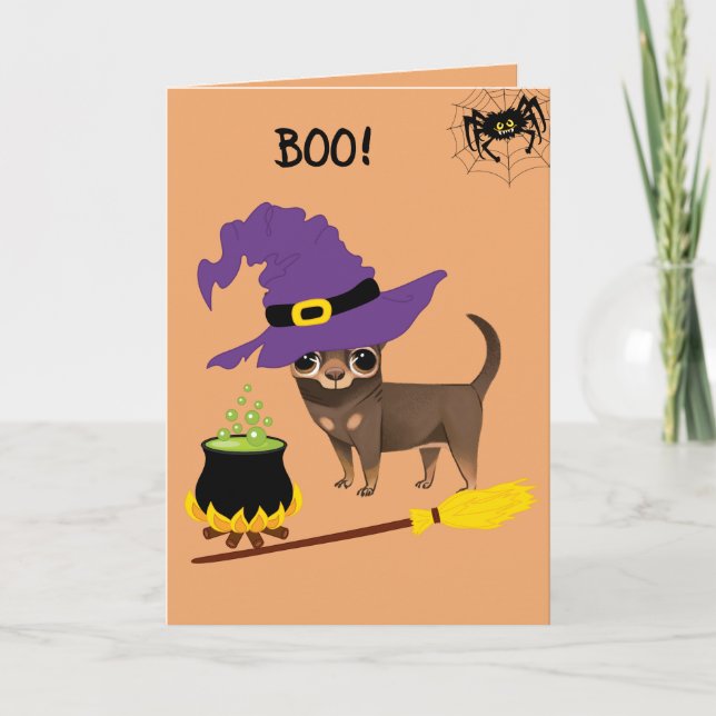 Niedliche Halloween-Chihuahua-Karte Karte (Vorderseite)