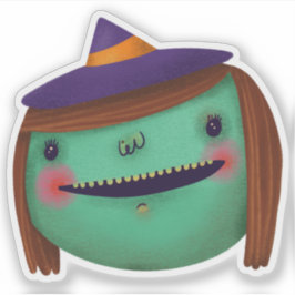 Niedliche Halloween-Dekorationshexe Aufkleber