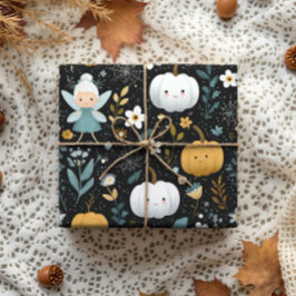 Niedliche Halloween Fairy mit Pastel Pumpkins Geschenkpapier