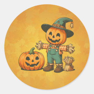 Niedliche Halloween/Fall-Kürbis Runder Aufkleber