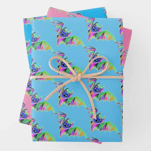 Niedliche Halloween-Faustmädchen neon-trendy Geschenkpapier Set (Beispiel)