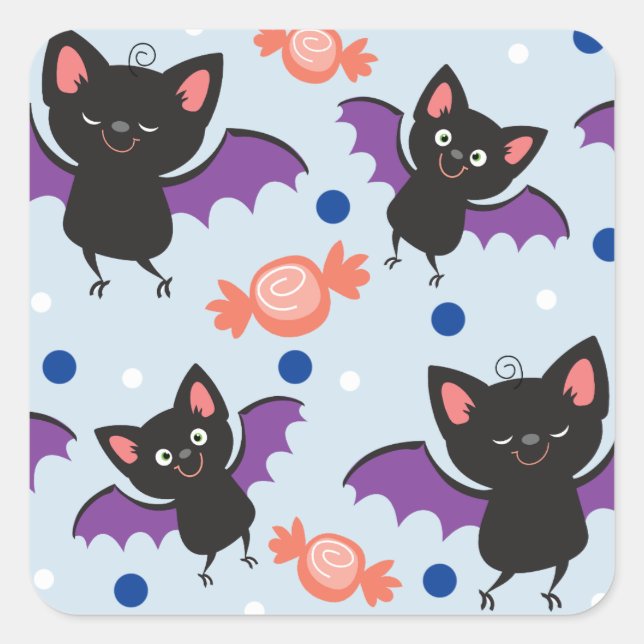 Niedliche Halloween-Fledermäuse-Aufkleber Quadratischer Aufkleber (Vorderseite)
