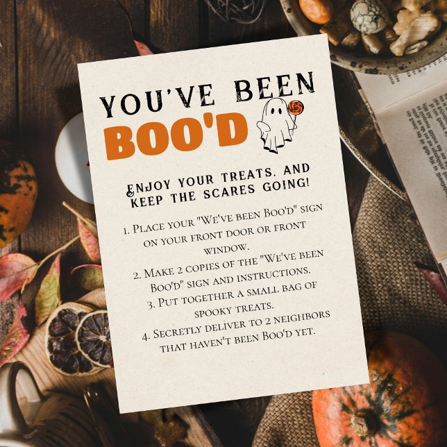 Niedliche Halloween Games Boo Neighbour Game Card Einladung (Bring the Halloween spirit to the neighborhood with this "We've been Boo'd" game sign.)