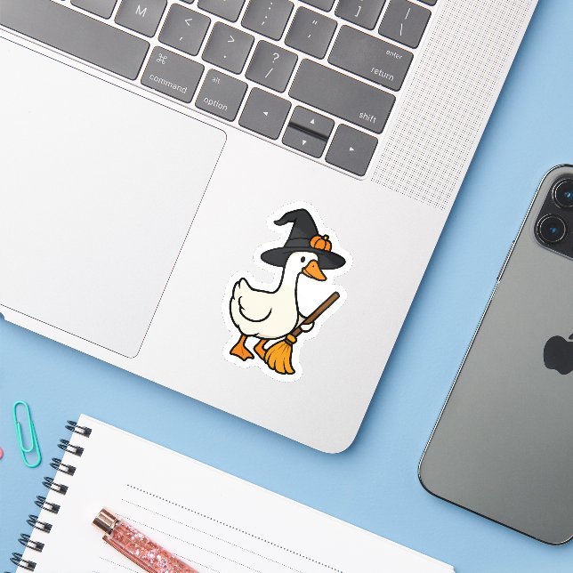 Niedliche Halloween-Gans Aufkleber (Laptop mit iPhone)