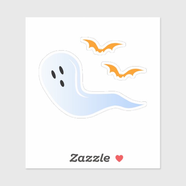 Niedliche Halloween-Geist- und Orangenbäder Aufkleber (Blatt)
