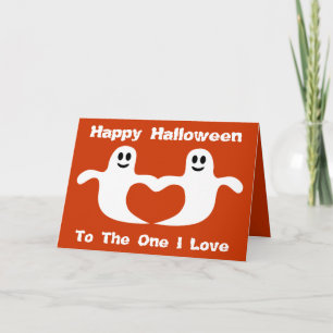Niedliche Halloween-Geister auf die Liebe I Karte