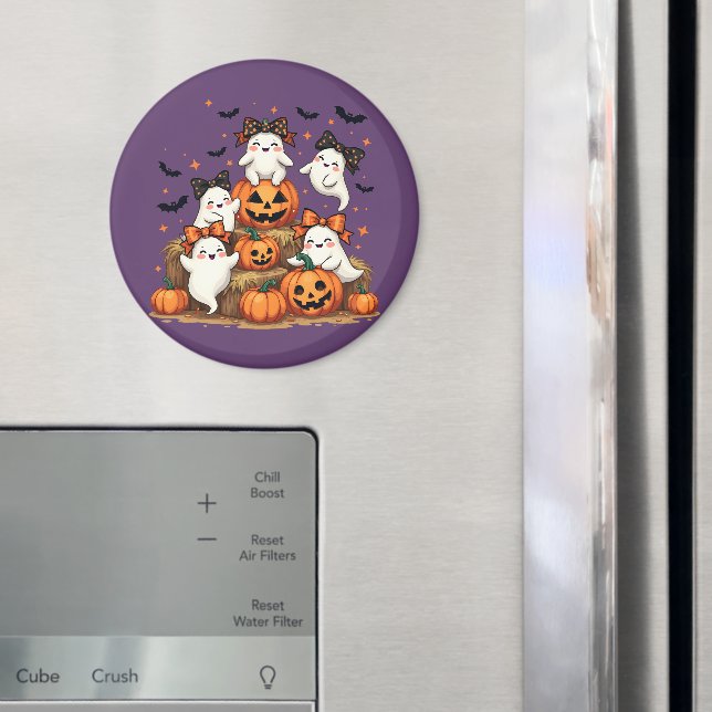 Niedliche Halloween-Geister in Coquette Bows & Pum Magnet (In Situ (Kühlschrank))