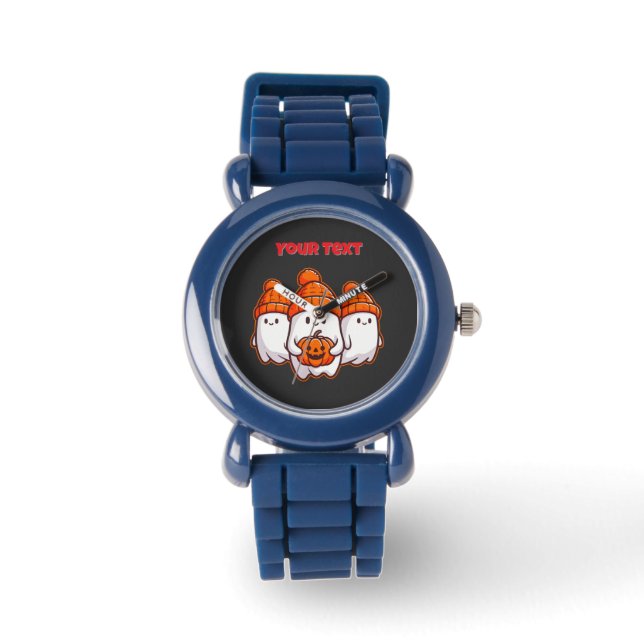 Niedliche Halloween-Geister mit Pumpkin und Orange Armbanduhr (Vorderseite)