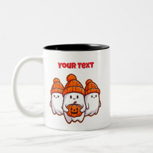 Niedliche Halloween-Geister mit Pumpkin und Orange Zweifarbige Tasse