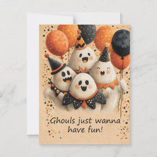Niedliche Halloween-Geister mit Text Postkarte