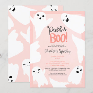 Niedliche Halloween-Geister Rosa-Babydusche Einladung