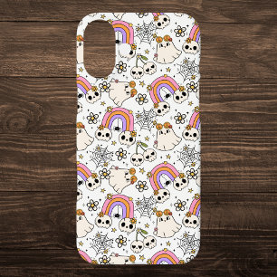 Niedliche Halloween-Geister und Skulls-Muster iPhone 16 Plus Hülle