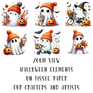 Niedliche Halloween-Geisterbilder für Kunst und Ha Seidenpapier