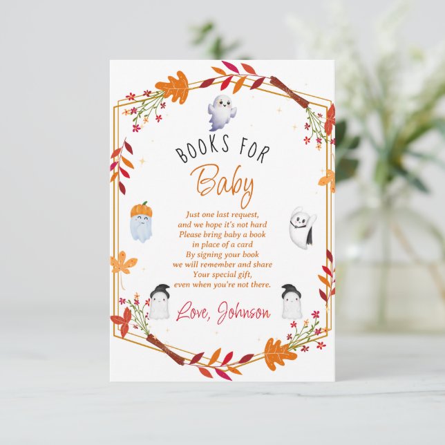 Niedliche Halloween-Geisterbücher für Babyduschen Begleitkarte (Stehend Vorderseite)