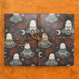 Niedliche Halloween-Geisterlace - Rust Geschenkpapier