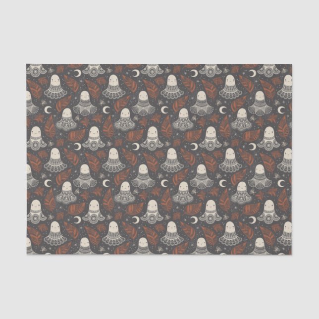 Niedliche Halloween-Geisterlace - Rust Seidenpapier (Vorderseite)