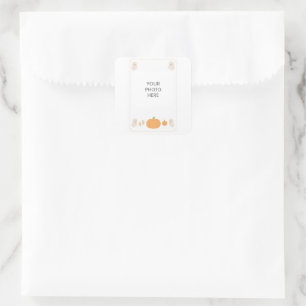 Niedliche Halloween-Ghost-Baby-Foto-Frame-Vorlage Quadratischer Aufkleber