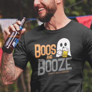 Niedliche Halloween Ghost Drink Bierboos und Booze T-Shirt