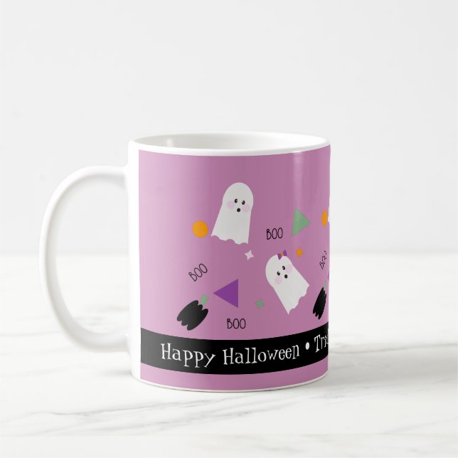 Niedliche Halloween Ghost farbenfrohe Confetti Mix Kaffeetasse (Links)