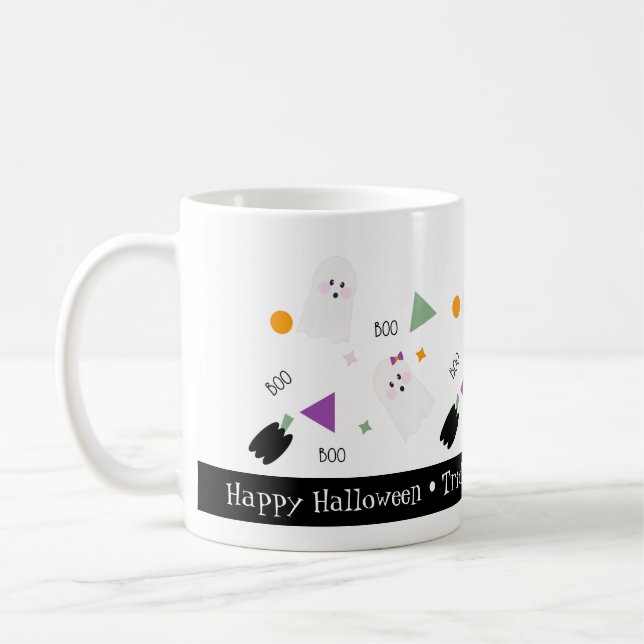 Niedliche Halloween Ghost farbenfrohe Confetti Mix Kaffeetasse (Links)
