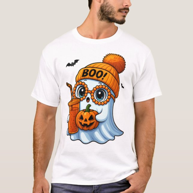 Niedliche Halloween Ghost-Illustration T-Shirt (Vorderseite)