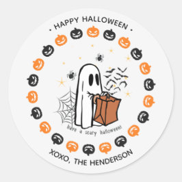 Niedliche Halloween Ghost Round Sticker - Trick od
