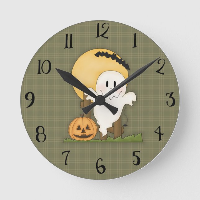 Niedliche Halloween-Ghost-Uhr Runde Wanduhr (Vorderseite)