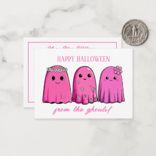 Niedliche Halloween-Girl-Geister mit Blume Mitteilungskarte