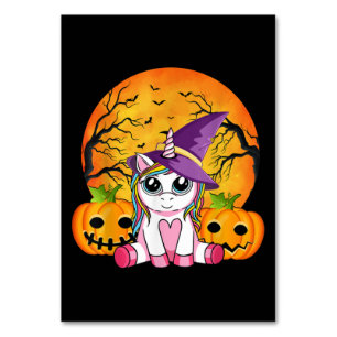 Niedliche Halloween Girls Witchy Unicorn Halloween Tischnummer