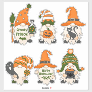 Niedliche Halloween-Gnomes Aufkleber