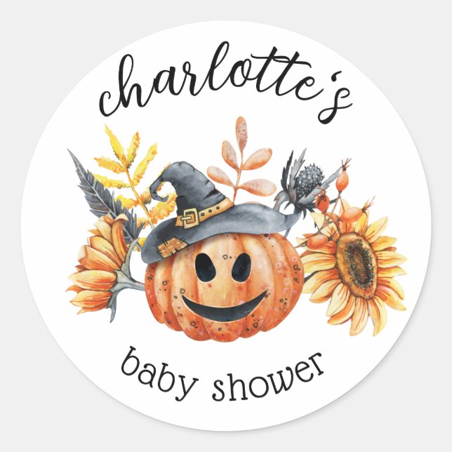 Niedliche Halloween Herbst Pumpkin Kinderdusche Runder Aufkleber (Vorderseite)