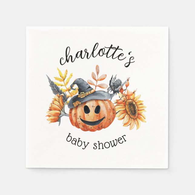 Niedliche Halloween Herbst Pumpkin Kinderdusche Serviette (Vorderseite)