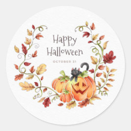Niedliche Halloween-Herbstblätter Runder Aufkleber