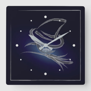 Niedliche Halloween Hexe 2 Quadratische Wanduhr